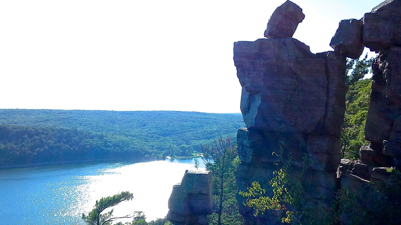 The Devil's Doorway rock formation at Devil's Lake State Park.